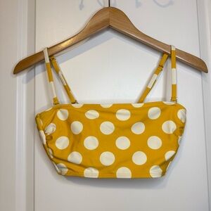 Yellow Polka Dot Bandeau Bikini Top M | Xhiliration | Removable Straps